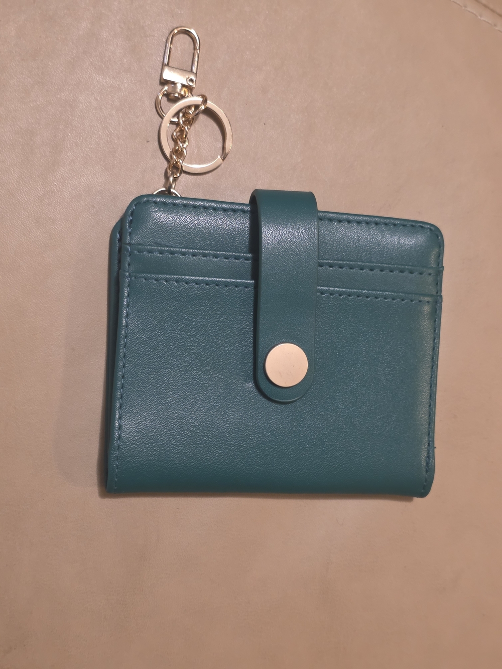 Teal Card Wallet with Snap Strap and Keyring